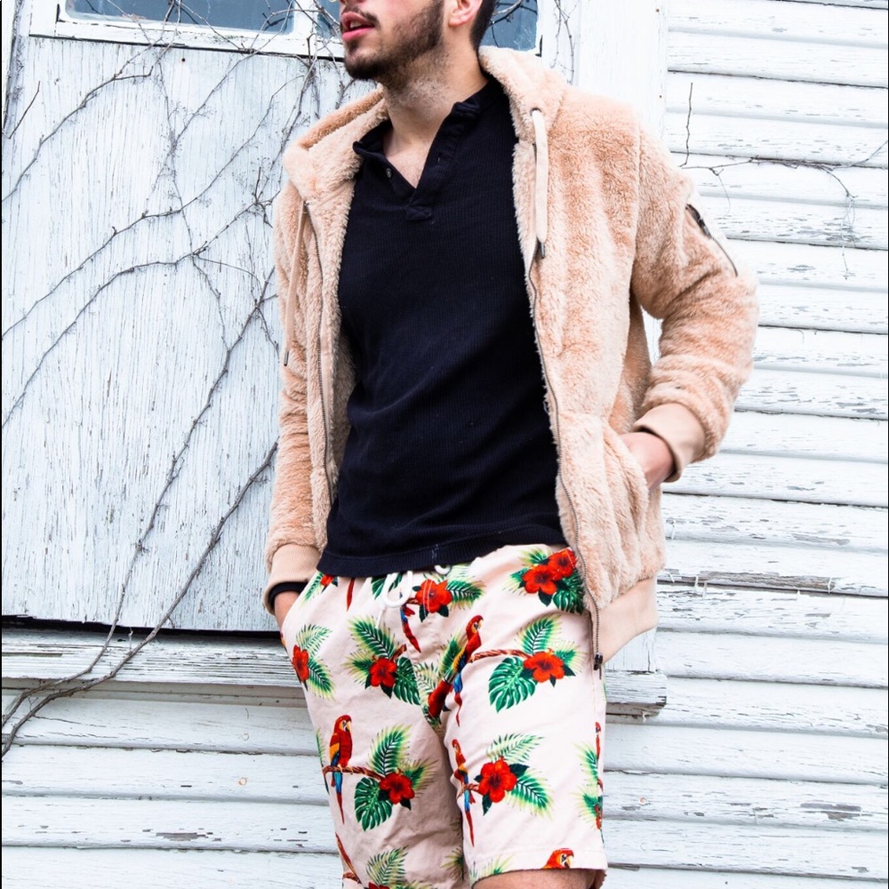 Parrot & Floral Print Shorts